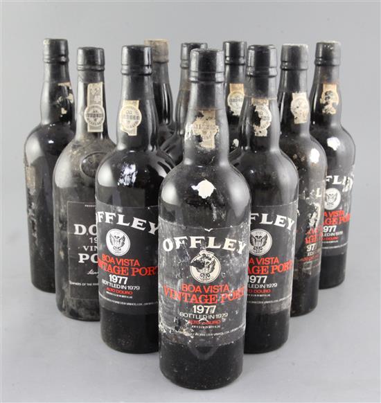 Nine bottles of Offley Boa Vista Vintage Port, 1977, bottled 1979 and one bottle of Dows 1972 Vintage Port (10)